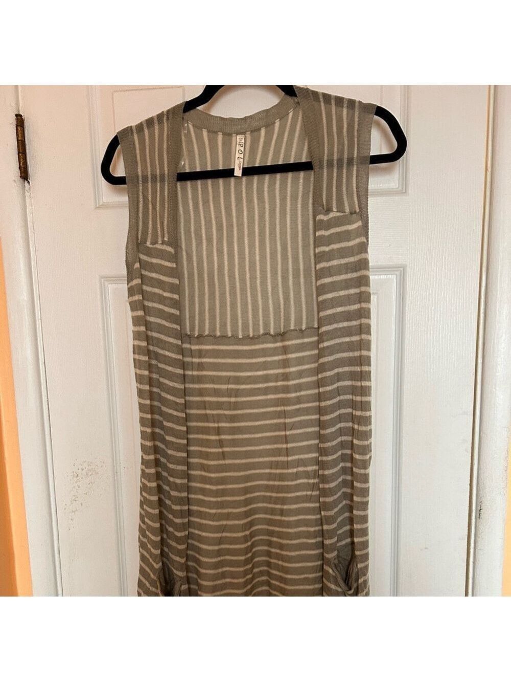 NWOT POL Striped Sleeveless kimono in Tan and Cream